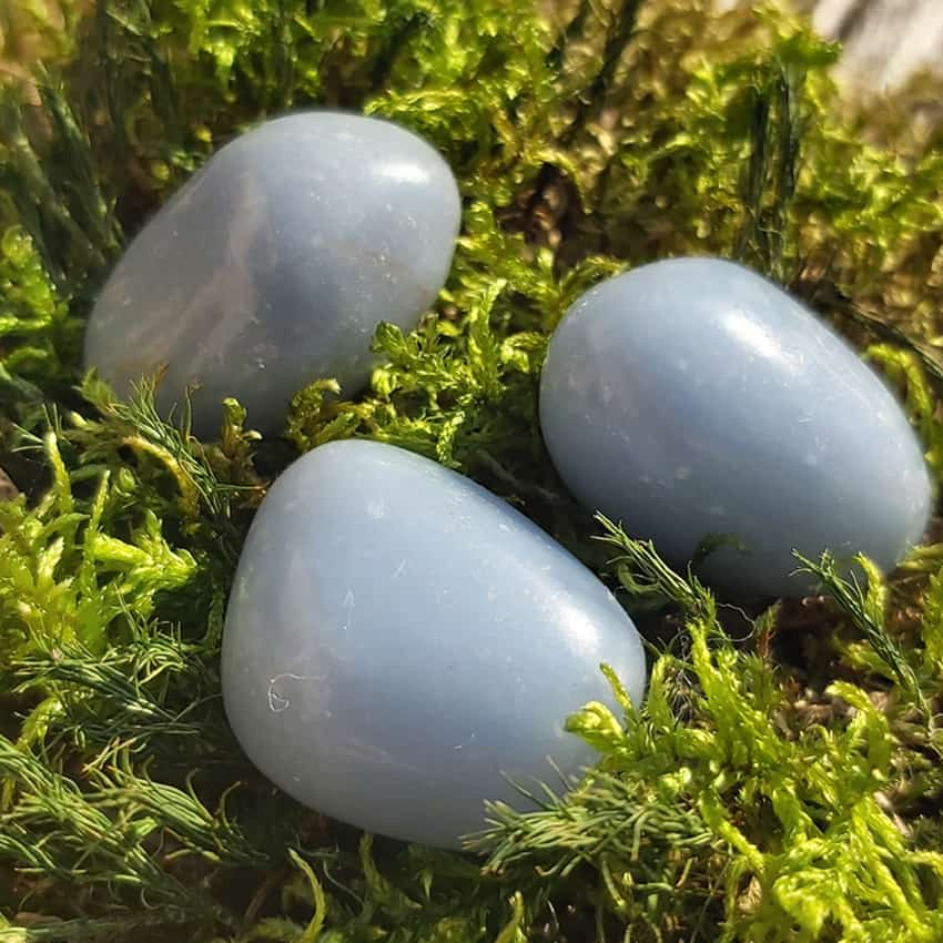 Anhydrit (Angelit) Trommelstein - Handschmeichler Gr.L