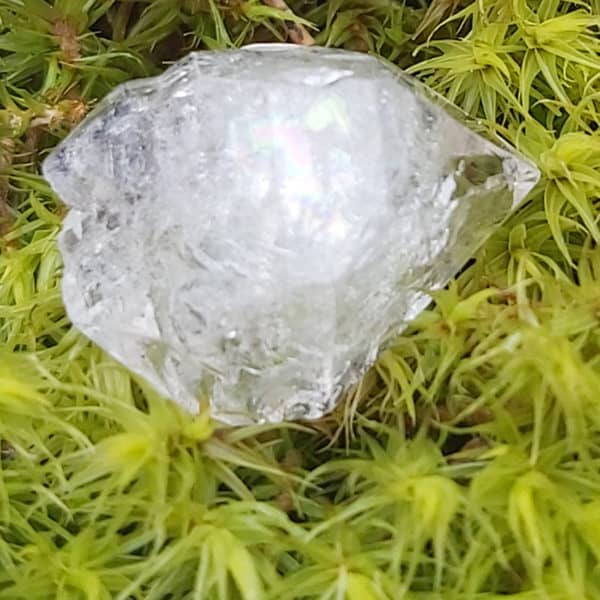 Mini-Doppelender Elestial, Skelettquarz aus dem Himalaya mit kleinen Turmalineinschlüssen und Regenbögen – Bild 2