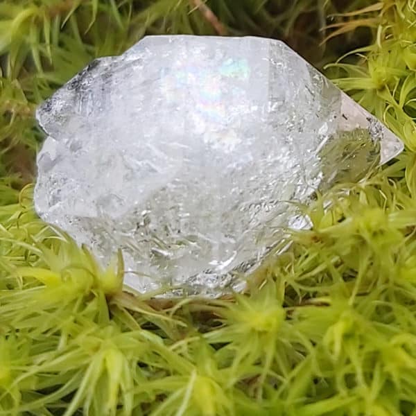 Mini-Doppelender Elestial, Skelettquarz aus dem Himalaya mit kleinen Turmalineinschlüssen und Regenbögen – Bild 3