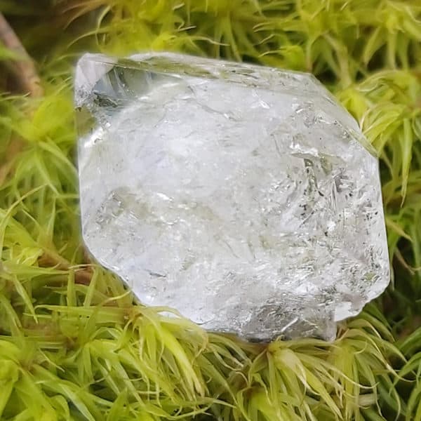 Mini-Doppelender Elestial, Skelettquarz aus dem Himalaya mit kleinen Turmalineinschlüssen und Regenbögen