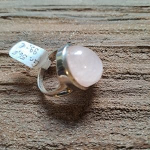 Rosenquarz Ring, Cabochon poliert, oval, in Sterlingsilber, Gr.56