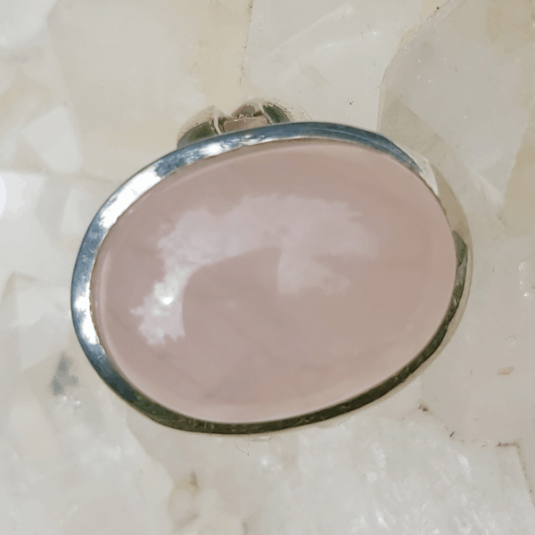 Großer ovaler Rosenquarz Edelstein Ring