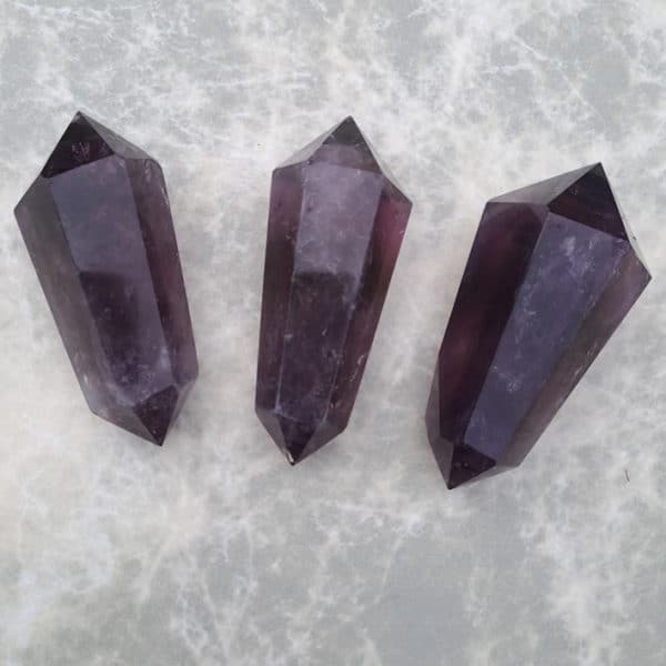 Amethyst Doppelender konisch dunkel poliert – Bild 3