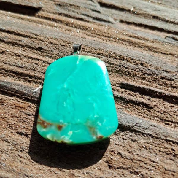 Chrysopras Anhänger flach Gr. XL mit Stiftöse Silber