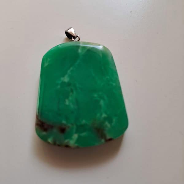 Chrysopras Anhänger flach Gr. XL mit Stiftöse Silber – Bild 2
